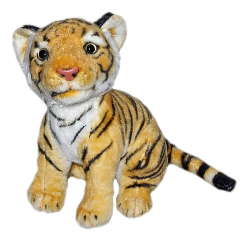 Tigre De Pelucia Sentado Fizzy 25cm Animais Da Selva Origina