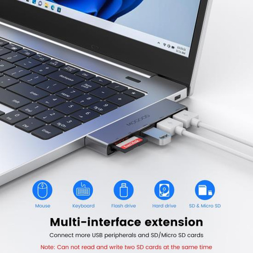 Mogood Hub Usb 5 Puertos Para Pc, Divisor Y Adaptador
