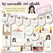 Comprar Kit Imprimible Comunión Nena Mod.16 100% Editable Candy Bar