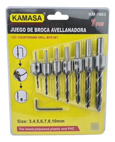 Brocas Avellanadoras Madera Plastico Pvc Punta Taladro 7 Pcs