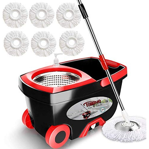 Tsmine 360 Spin Mop Con Sistema De Cubeta De Acero Ino