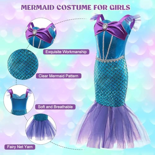 * Disfraz De Sirenita, Vestido De Sirena Princesa Ariel