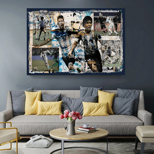 Póster Sobre Lienzo Con Imágenes De Jugadores De Fútbol Para