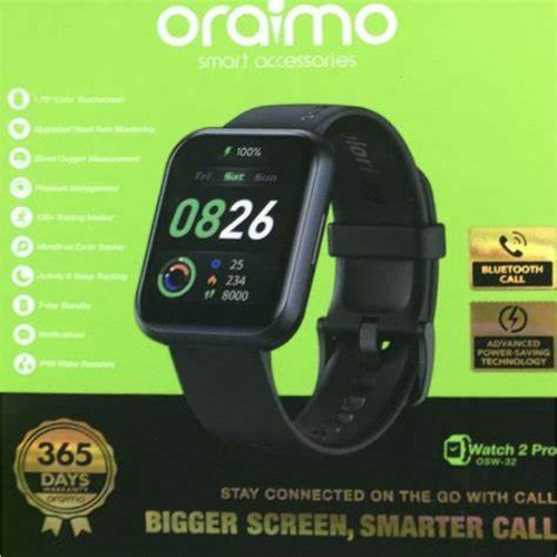 Smartwatch Oraimo +120 Modos De Deporte - Batería De 300 Mah Caja Negro