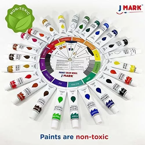 J MARK Juego de pintura para niños, juego de pintura acrílica todo incluido  para niños, suministros de pintura seguros