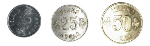 Monedas De 10, 25 Y 50 De Island Aurar