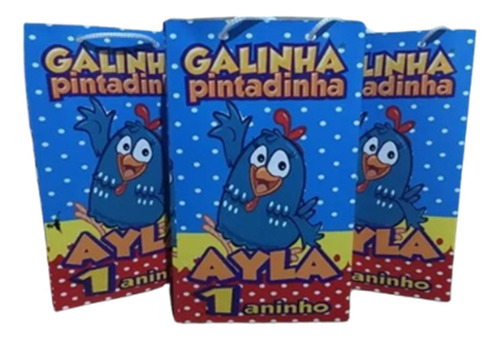 20 Sacolinhas Personalizada Galinha Pintadinha Azul Surpresa