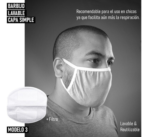 Imagen 6 de 10 de Barbijo Tapaboca Importado + Filtro Pack X12 Familiar Surt-2