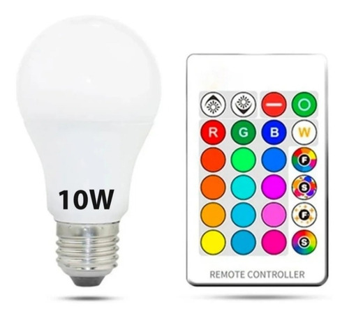 Ampolleta Led 10w Rgb 16 Colores Con Control Remoto