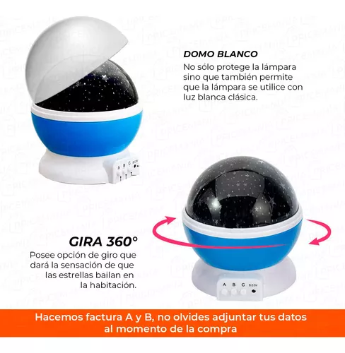 Lampara Velador Proyector Estrella Luna Luz Rgb 360 Usb