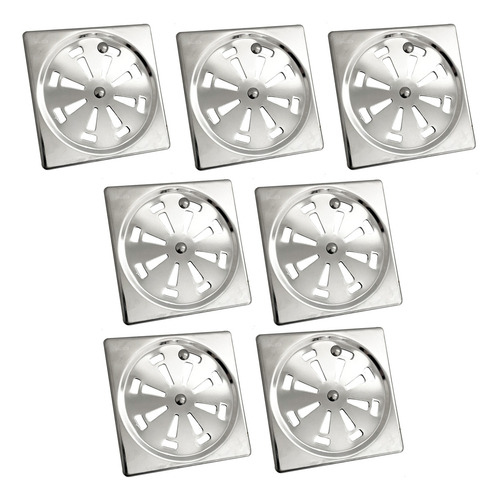 7 Ralo Grelha Tampa Inox Quadrado 15x15 Abre Fecha 15 Cm Kit