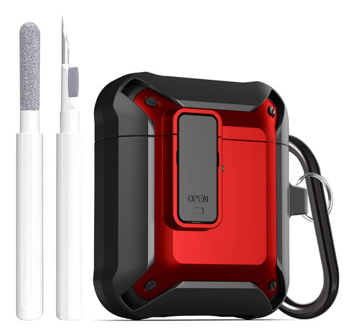 Funda Protectora Para AirPods 1 Y 2 Con Bloqueo Seguro (negr