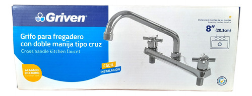 Llave Fregadero Con Doble Manija Tipo Cruz  Metal Griven  