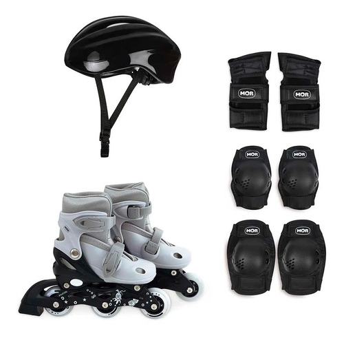 Kit Roller Infantil Mor Cinza Tamanho P Ajustável 30 Ao 33