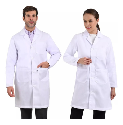 Uniforme Médico, Bata Larga Blanca, Uniforme De Laboratorio