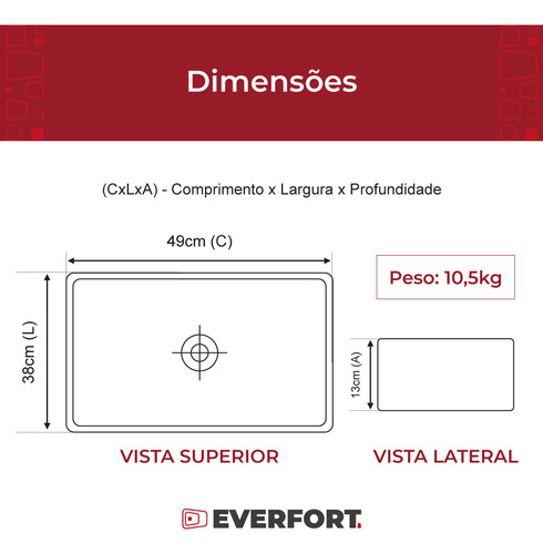 Cuba De Apoio Retangular 49x38cm Mármore Creme Everfort