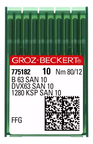 20 Agujas Groz-beckert® B63 San 10 Ffg - 80/12, Ffg