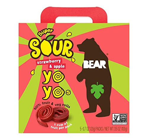 Bear Sour - Real Fruit Yoyos - Fresa-manzana - 0.7 Onzas (5