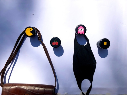 Imagem 10 de 10 de Kit Gancho Parede Pendurador Cabideiro Pac Man Pintado A Mão