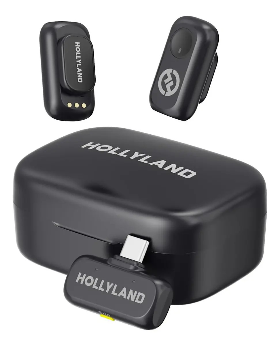 Hollyland Lark A1 Duo Mini Micrófono Inalámbrico Para iPhone 15/16 Y Android 2 Tx + Usb-c Rx Estuche de Carga Micrófono Magnético