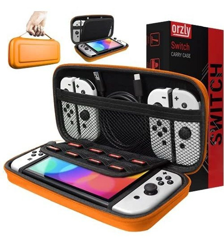 Estuche Naranja Para Nintendo Switch 8 Portajuegos