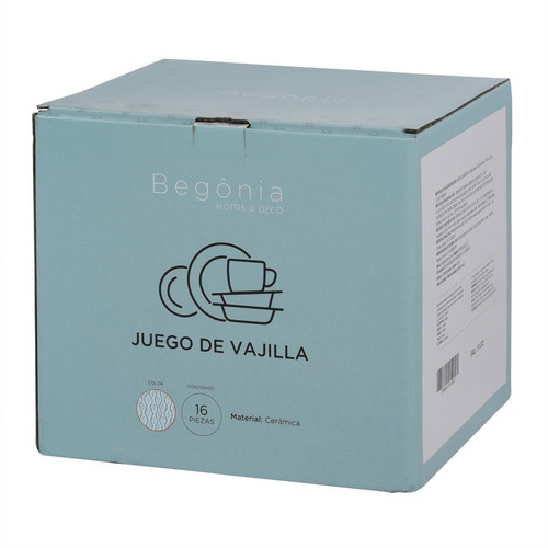 Juego De Vajilla Begônia 16 Piezas Blanco Loza De Cocina