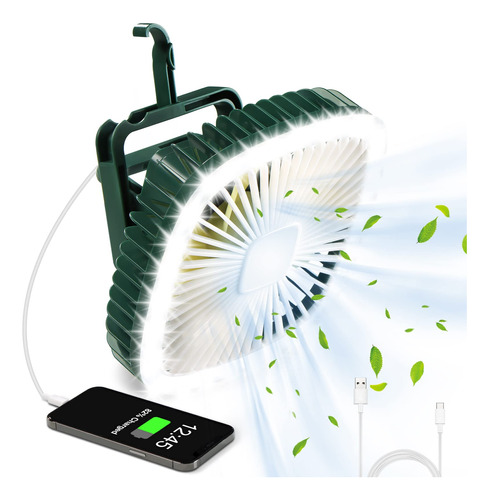 Ventilador Camping Luz Linterna Led Recargable Gancho Para