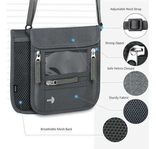 Billetera Walnew Con Cuello Y Funda Para Pasaporte Con Cu...