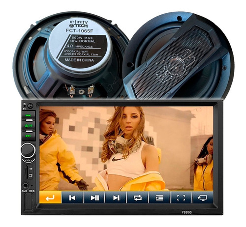 Imagen 3 de 5 de Combo Estéreo Pantalla Dvd 7880s + Parlantes 6 PuLG Premium