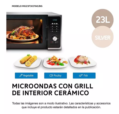 MICROONDAS SAMSUNG MG23 BLACK CERAMICA 23 LITROS GRILL