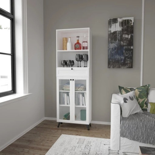 Aparador Mueble Organizador Cajon Puertas Estante Regulable Color Blanco