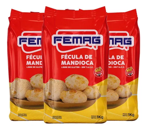 Fecula De Mandioca Femag Sin Tacc 1 Kg - 3 Unidades