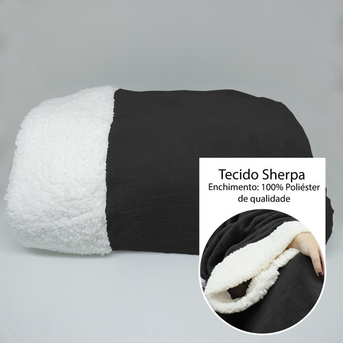 Cobertor Com Mangas Sherpa Tipo Pele De Carneiro Preto Desenho do tecido Liso