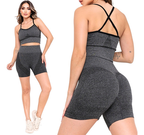 Conjunto Fitness Zero Transparência Shorts E Top Fitness