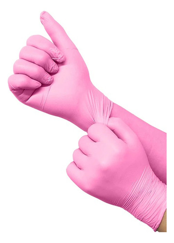 Guantes De Nitrilo Color Rosado Fucsia Caja X100 Unds