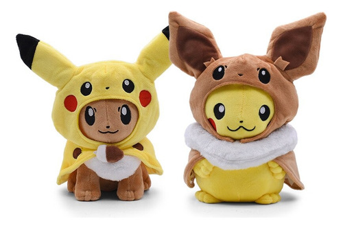 Peluches Pikachu Eevee Pokemon Picachu 35cm Con Capa X2