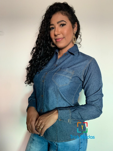 Imagem 3 de 4 de Camisete / Camisa Social Feminina Barato Manga Longa P Ao Gg