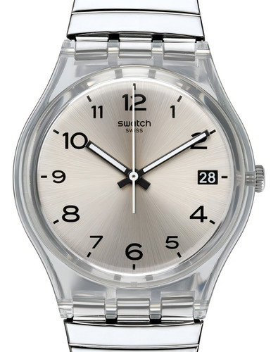 Relógio de aço inoxidável Swatch Silverall Original Gm416b de 3 Atm