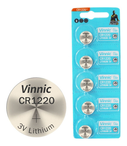Pila Botón Cr1220 1220 3v Vinnic X5 Unidades Blister Lithium