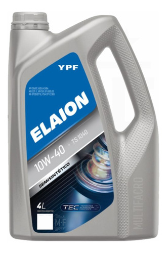 Aceite Elaion F30 10w-40 Ypf Semi Sintético Bidón 4 Ltrs.