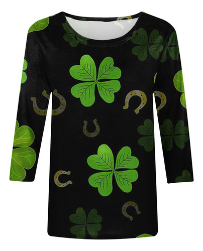 Camiseta Holgada Estampada Del Día De San Patricio For Muje