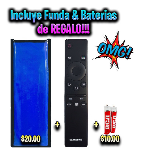 Imagen 2 de 10 de Control Remoto Samsung Smart Tv 4k Curve Uhd + Funda Y Pila