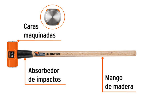 Comba Octagonal 14 Lb Mango De Madera 36 Truper 16514
