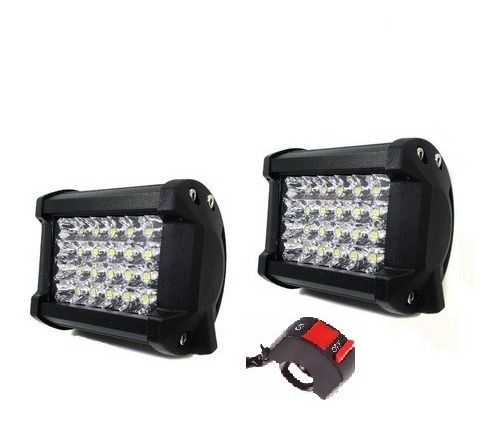 Par Exploradoras Cuadradas Moto Carro Led 10000 Lm  + Switch