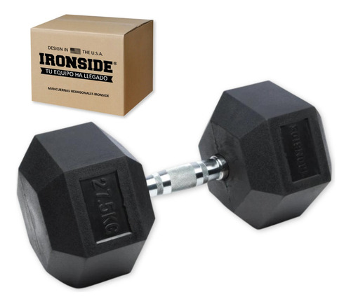 Mancuerna Hexagonal Ironside Hierro Fundido Engomado 27.5kg