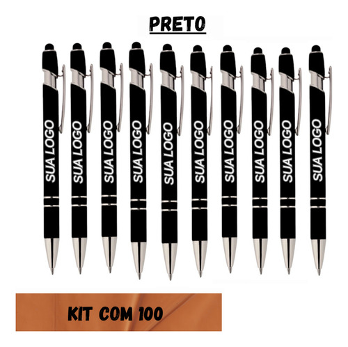 Caneta Com 5 Cores Touch Personalizado A Laser Kit Com 100
