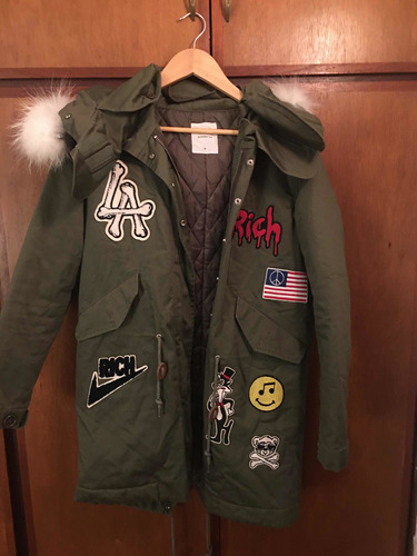 Chaqueta Verde Militar Importada Joyrich Divina Con Estampas