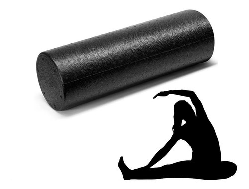 Rolo De Massagem 45 Cm Eva Liberação Miofascial Pilates Yoga Cor Preto
