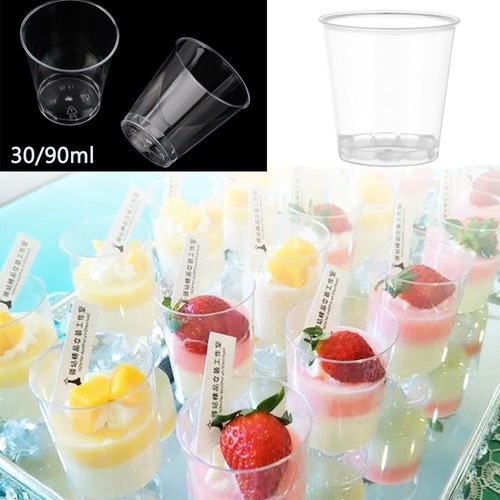Vasos De Postre Desechables, Reutilizables, De Plástico