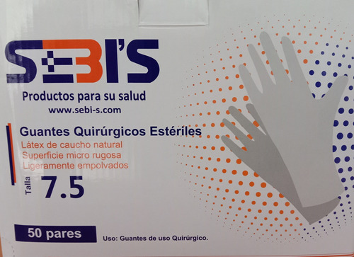 Guantes Quirurgicos Esteriles Nro 7.5 Marca Sebis Caja X50